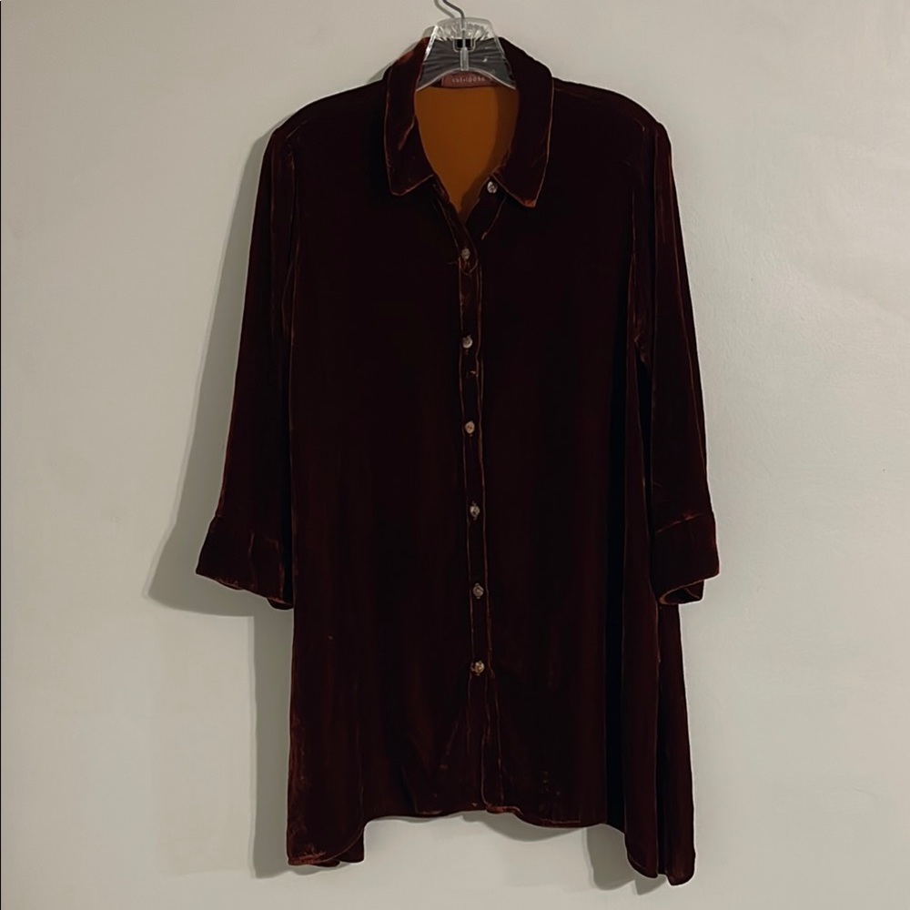 cut loose women’s Easy shirt button down velour blouse XS
